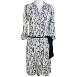 INC Black Cream Print Dress Size Small